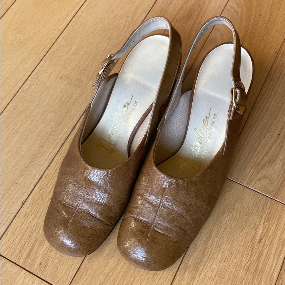 Vintage Naturalizer Brown Leather Slingback Heels